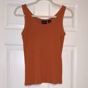Rachel Zoe Burnt Orange Fitted Ribbed Tank Top Size Medium